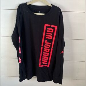 Jordan Black Long Sleeve Tee with Red Graphics